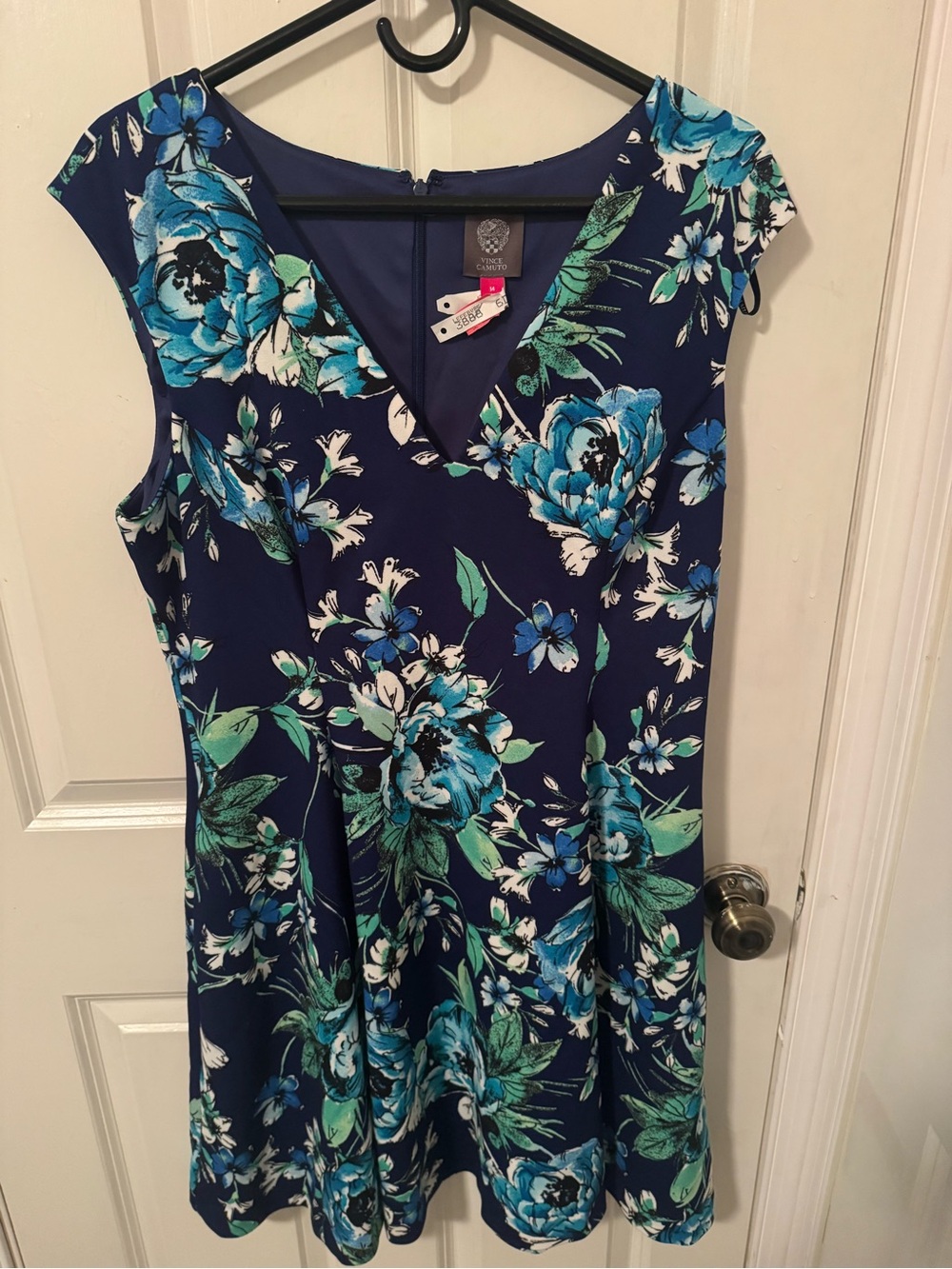 Vince Camuto Navy and Teal Floral Dress